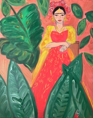Pittura intitolato "Petite Frida" da Aurelie Assemat, Opera d'arte originale, Acrilico Montato su Telaio per barella in legno