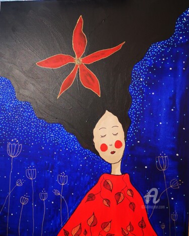 Peinture intitulée "Fleur de songe" par Azare, Œuvre d'art originale, Acrylique