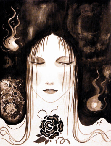 Painting titled "The Fever Queen" by Aurélie Bescond, Original Artwork, Ink