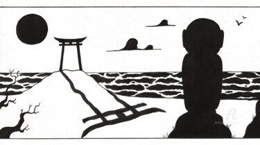 Рисунок под названием "The Jizo, the Tori…" - Aurélie Bescond, Подлинное произведение искусства, Маркер