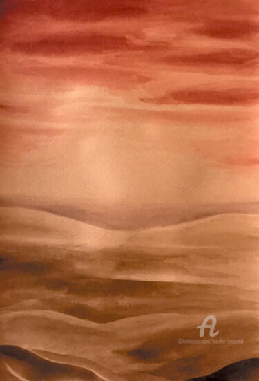 Картина под названием "Mer de Sable" - Aurélie Bescond, Подлинное произведение искусства, Чернила