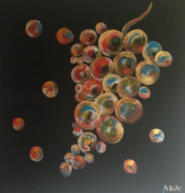 Malerei mit dem Titel "Multicolor Wine" von Aurélie Calluaud Sonnier (ASCA), Original-Kunstwerk, Acryl Auf Keilrahmen aus Ho…