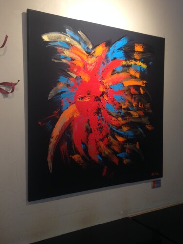 Картина под названием "Funky Bird" - Aurélie Calluaud Sonnier (ASCA), Подлинное произведение искусства, Акрил Установлен на…