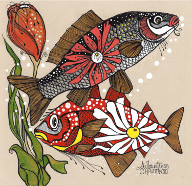 Картина под названием "poisson-margueritte…" - Aurelie Chauvin, Подлинное произведение искусства, Акрил