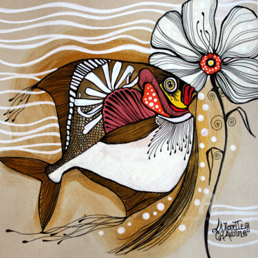 Schilderij getiteld "poisson blanc" door Aurelie Chauvin, Origineel Kunstwerk, Acryl