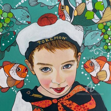 Peinture intitulée "Portrait enfant" par Aurelie Chauvin, Œuvre d'art originale, Acrylique