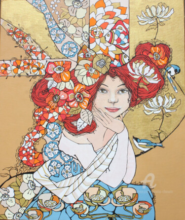 Картина под названием "BIGOUDÈNE DORÉE" - Aurelie Chauvin, Подлинное произведение искусства, Акрил