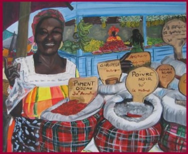 Peinture intitulée "Le marché aux épices" par Aurelie Daclin, Œuvre d'art originale, Autre