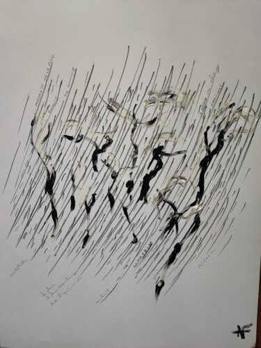 Schilderij getiteld "Sous une pluie batt…" door Aurelie Foglia, Origineel Kunstwerk, Acryl Gemonteerd op Karton