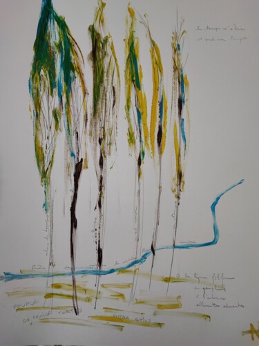 Картина под названием "La rivière Rien" - Aurelie Foglia, Подлинное произведение искусства, Акрил Установлен на картон