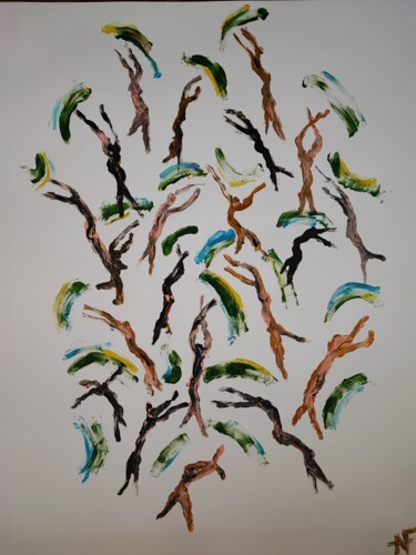 Pintura titulada "Forêt foule" por Aurelie Foglia, Obra de arte original, Acrílico Montado en Cartulina
