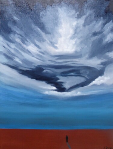 Painting titled "Storm" by Aurélie Goarzin, Original Artwork, Oil Mounted on Wood Stretcher frame