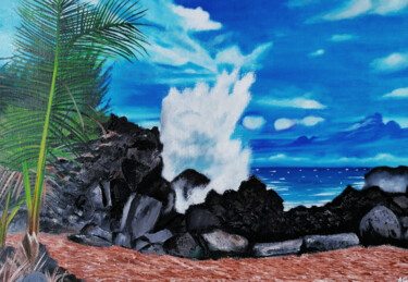 Peinture intitulée "Entre terre et mer" par Aurélie Goarzin, Œuvre d'art originale, Huile