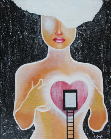 Pintura titulada "A cœur ouvert" por Aurélie Goarzin, Obra de arte original, Oleo Montado en Bastidor de camilla de madera
