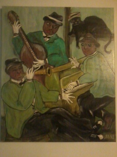 Painting titled "Joueurs de jazzzzz" by Aurelie Kahoul, Original Artwork