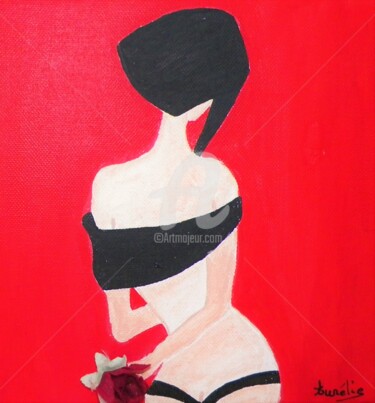 Peinture intitulée "La femme à la rose" par Aurélie Lebeau El Rhazal (Cat's), Œuvre d'art originale, Acrylique