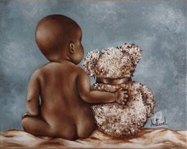 Картина под названием "Teddy" - Aurélie Nativel, Подлинное произведение искусства, Масло Установлен на Деревянная рама для н…