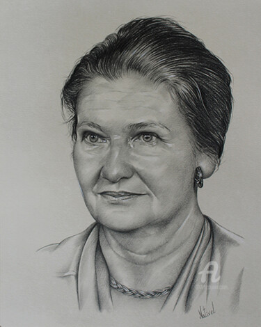 Drawing titled "Portrait de Simone…" by Aurélie Nativel, Original Artwork, Pencil