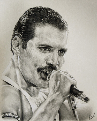 Drawing titled "Portrait de Freddie…" by Aurélie Nativel, Original Artwork, Chalk