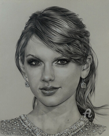 「Portrait de Taylor…」というタイトルの描画 Aurélie Nativelによって, オリジナルのアートワーク, 鉛筆