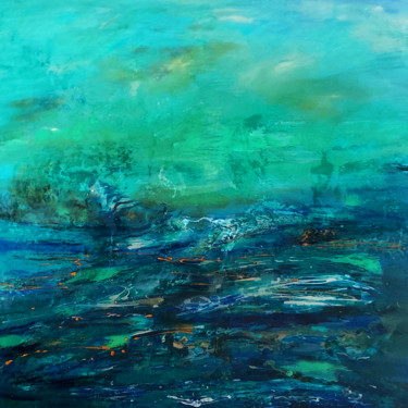 Malerei mit dem Titel "Planète océan" von Aurélie Ntsiang, Original-Kunstwerk, Acryl