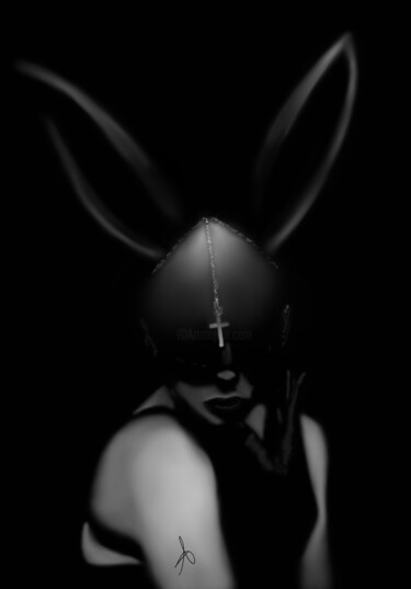 Digital Arts titled "Lapin de Vienne" by Aurélie Pancrate, Original Artwork, Digital Painting