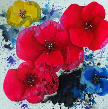 Malerei mit dem Titel "TAGSFORPOPPIES N° 5…" von Aurelie Pfaadt Ladypoppies, Original-Kunstwerk, Acryl