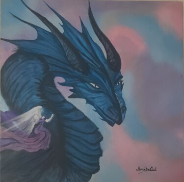 Painting titled "Dragon" by Aurelie Vial, Original Artwork, Acrylic