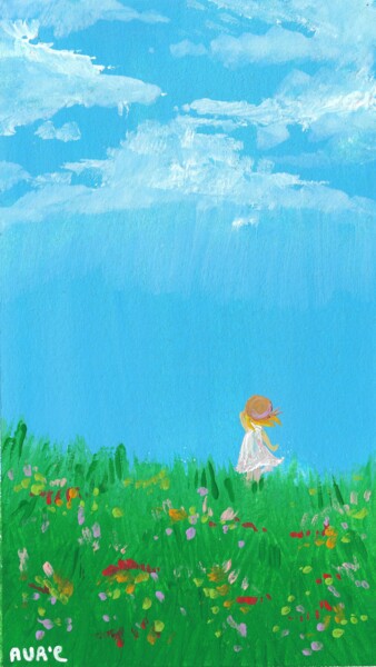 Pittura intitolato "Jour de printemps" da Aurélie Wood, Opera d'arte originale, Gouache