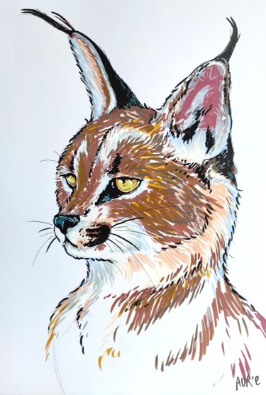 Painting titled "Lynx" by Aurélie Wood, Original Artwork, Acrylic