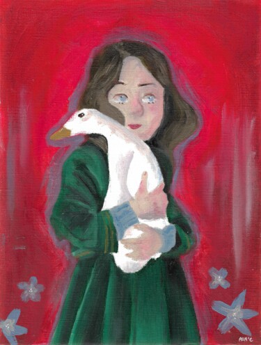 Pittura intitolato "Dis-moi l'oie !" da Aurélie Wood, Opera d'arte originale, Olio