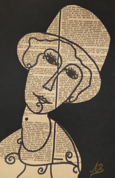 Zeichnungen mit dem Titel "Modiglia" von Aurélie Bourguignon/Art'Nb, Original-Kunstwerk, Kugelschreiber