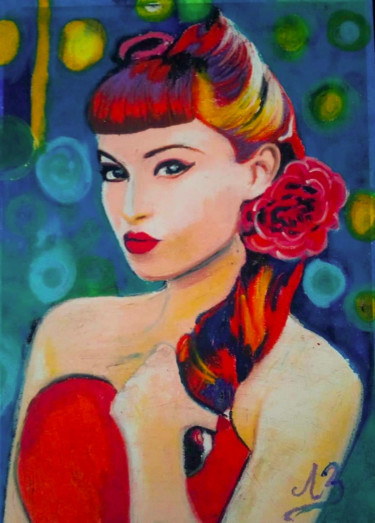Disegno intitolato "Rosy" da Aurélie Bourguignon/Art'Nb, Opera d'arte originale, Pastello