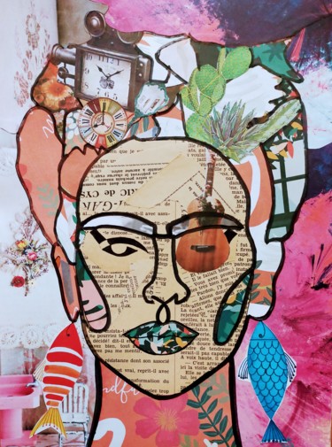 Collages intitolato "Frida 2" da Aurélie Bourguignon/Art'Nb, Opera d'arte originale, Collages