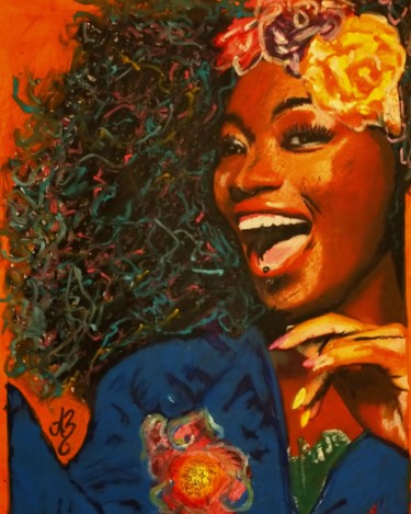 Drawing titled "Afro 1" by Aurélie Bourguignon/Art'Nb, Original Artwork, Chalk