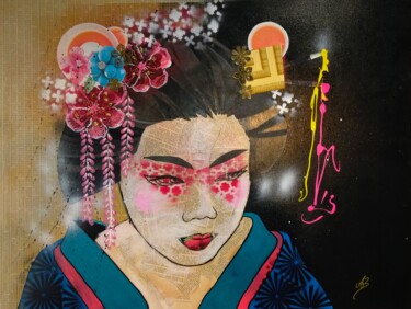 Malarstwo zatytułowany „Geisha” autorstwa Aurélie Bourguignon/Art'Nb, Oryginalna praca, Akryl
