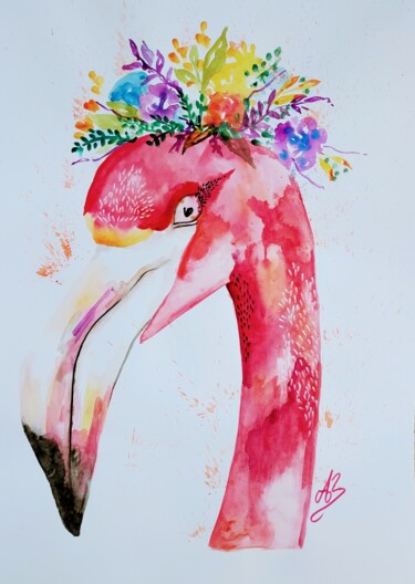 "Flamingo" başlıklı Tablo Aurélie Bourguignon/Art'Nb tarafından, Orijinal sanat, Suluboya