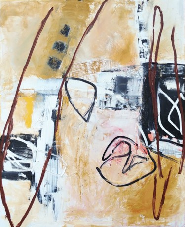 Картина под названием "Espace-Lignes" - Aurélie Jeannin, Подлинное произведение искусства, Масло Установлен на Деревянная ра…