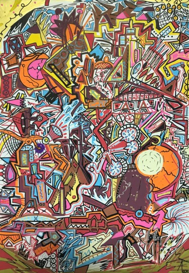 Drawing titled "Escaliers" by Aurélien Farlet, Original Artwork, Marker