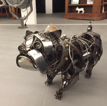 Sculpture intitulée "Bouledogue" par Dvis Dformes, Œuvre d'art originale, Acier inoxydable