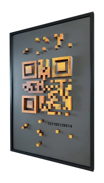 Skulptur mit dem Titel "QR CODE - EVOLUTION…" von Aurelien Guiho, Original-Kunstwerk, 3D Modellierung Auf Metall montiert