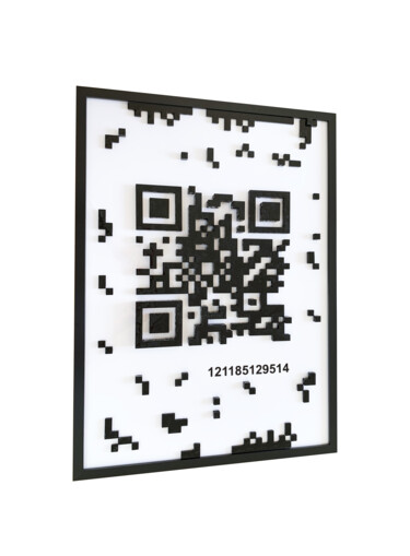 Sculpture titled "QR CODE - AUTOPORTR…" by Aurelien Guiho, Original Artwork, 3D Modeling Mounted on Other rigid panel