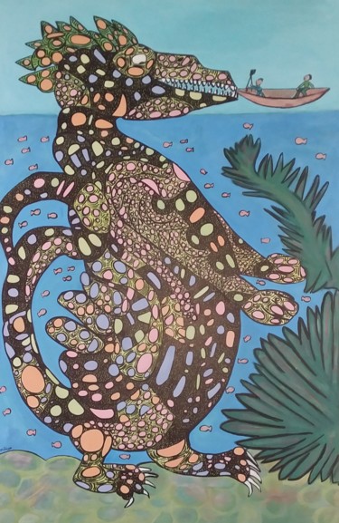 Peinture intitulée "Créature d'eau douce" par Aorlius, Œuvre d'art originale, Acrylique