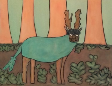 La vache des bois (Les vaches extraordinaires) Peinture intitulée "La vache des bois (…" par Aorlius, Œuvre d'art originale, Acrylique