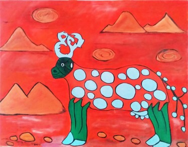 Peinture intitulée "Vache de Mars" par Aorlius, Œuvre d'art originale, Acrylique