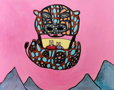 Peinture intitulée "La vache montgolfiè…" par Aorlius, Œuvre d'art originale, Acrylique