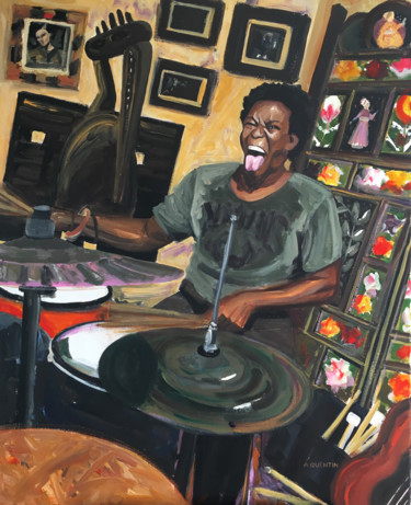 Pintura titulada "Son dans le Salon" por Aurélie Quentin, Obra de arte original, Oleo Montado en Bastidor de camilla de made…