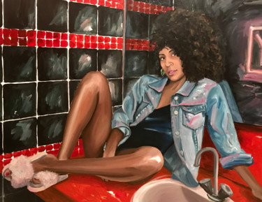 Pintura intitulada "Groupie" por Aurélie Quentin, Obras de arte originais, Óleo Montado em Armação em madeira