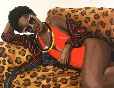 Rayures & Léopard #04 Peinture intitulée "Rayures & Léopard #…" par Aurélie Quentin, Œuvre d'art originale, Huile Monté sur Châssis en bois