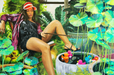 Картина под названием "Cannetons" - Aurélie Quentin, Подлинное произведение искусства, Масло Установлен на Деревянная рама д…